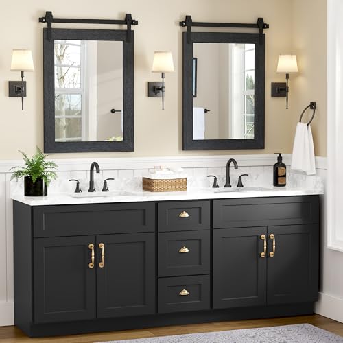 Farmhouse Bathroom Mirror for Over Sink 22”x32” Black, Rustic Western Barn Decor Bathroom Vanity Mirror, Wall Mirror for Bathroom, Living Room, Bedroom, Entryway