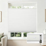 Joydeco No Tools No Drill Blinds for Indoor Windows, Cordless Window Blinds Cellular Shades Top Down Bottom Up Blackout Honeycomb Blinds Thermal Insulated Noise Reduction (White, 34.5" W x 64" H)