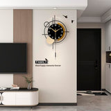 Wall Clock for Living Room Decor Decorative Wall Clock with Pendulum Silent Quartz Battery Operated Black Metal Large Clock for Dining Room,Kitchen,Home,Bathroom,Bedroom,13.8x21.3 in
