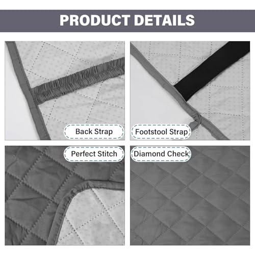 Loveseat Recliner Cover with Console, Waterproof Non-Slip Recliner Cover with Elastic Straps, Sofa for Double Reclining Sofa Furniture Protector for Kids, Pets