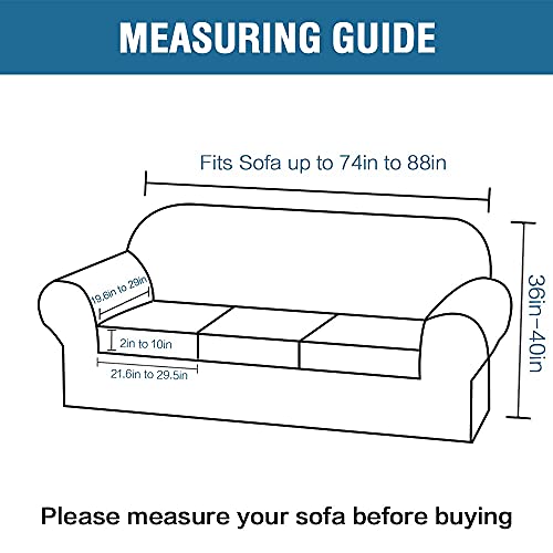 H.VERSAILTEX 4 Piece Stretch Sofa Covers for 3 Cushion Couch Bundles Armless Futon Cover, Chocolate