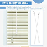 Bokon 2 Pieces White Fiberglass Blind Wand Vertical Blinds Stick Replacement with Hook and Handle for Window Opener Accessory(17 Inch)
