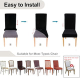 Smiry Velvet Stretch Chair Covers for Dining Room Set of 4, Soft Fit Removable Washable Kitchen Parsons Chair Slipcover Protector, Black