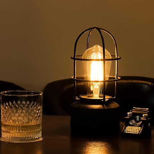 𝗦𝗺𝗮𝗹𝗹 𝗧𝗼𝘂𝗰𝗵 𝗧𝗮𝗯𝗹𝗲 𝗟𝗮𝗺𝗽 for Small Spaces - 3 Way Dimmable Industrial Bedside Lamp - Steampunk Antique Nightstand Desk for Bedroom, Living Room (Bulb Included)