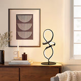 Mayful Modern Table Lamp with LED Unique Spiral Design, Small Nightstand Lamp with Stepless Dimming Switch, Black Bedside Lamps for Bedroom, Nightstand, Living Room, Office, Desk, 12W 3200K Warm White
