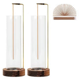 Incense Holder for Sticks, Anti-Ash Flying Incense Burner with 30 Incense Sticks, Detachable Glass Ash Catcher (Wood, Brown-2Pcs)