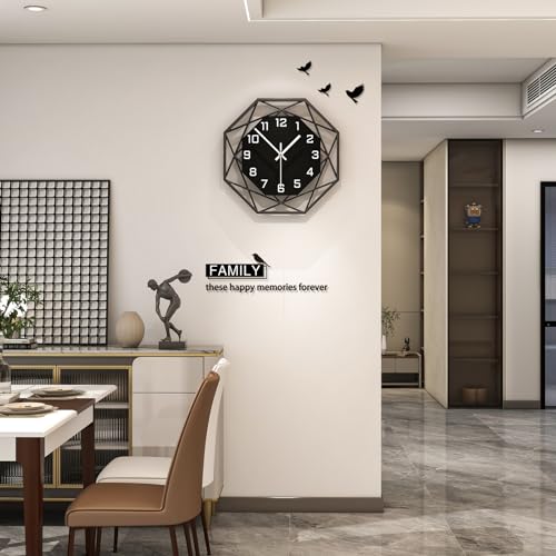Modern Wall Clocks for Living Room Decor 12in Black Wall Clock Silent Non-Ticking Quartz Battery Operated for Office Kitchen Bedroom Bathroom Minimalist Small Clock Decoration Easy to Read