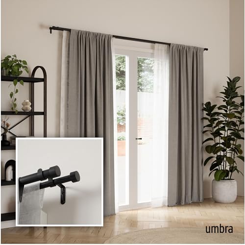 Umbra Cappa Double Curtain Rod, Includes 2 Matching Finials, Brackets & Hardware, 66 to 120-Inch, Black