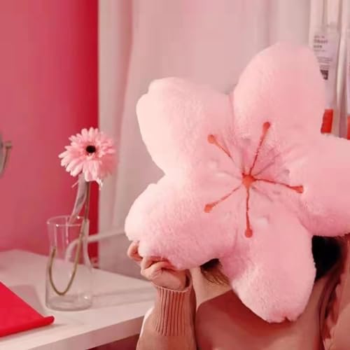 Cherry Blossom Plush Throw Pillow Living Room Sofa Pillow Flower Chair Cushion Throw Pillow (15.74 * 15.74, Pink)