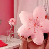 Cherry Blossom Plush Throw Pillow Living Room Sofa Pillow Flower Chair Cushion Throw Pillow (15.74 * 15.74, Pink)