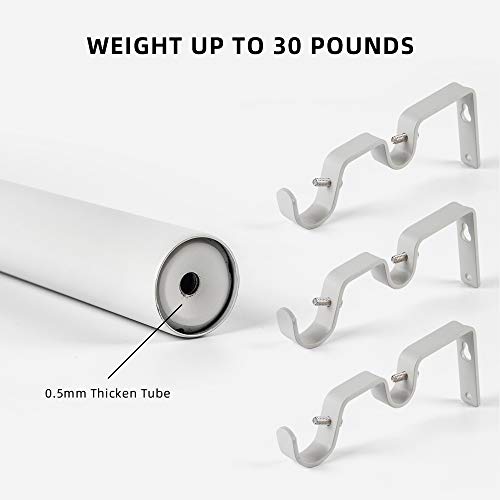 Ycolnaefllr 1 Inch Diameter Double Curtain Rod Set for Windows Heavy Duty Double Window Treatment Curtain Rod Adjustable from 48 to 84 Inch, Resin Finials with Curtain Holdbacks,Weathered White