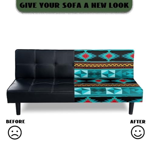 Western Aztec Futon Slipcover Aesthetic Armless Sofa Cover Washable Couch Slipcover Modern Home Decor Couch Covers for Sofa Furniture Protector