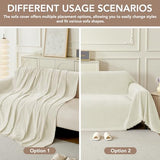 Couch Cover for Dogs, Boho Sofa Covers for 3 Cushion Couch, Chenille Sofa Slipcover for Pets Washable, L-Shape Sectional Couch Loveseat Cover Soft Throw Blankets with Tassels(71x118,Cream)