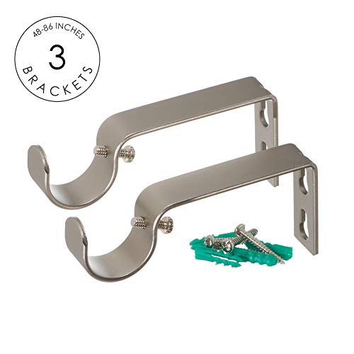 Ivilon Drapery Treatment Window Curtain Rod - Square Design 1 1/8 Rod. 48 to 86 Inch. Satin Nickel
