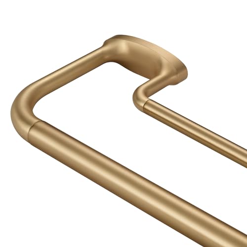 Double Curtain Rods, Wrap Around Curtain Rod for Windows, Internal Splicing 1'' Front and 5/8'' Back Adjustable Curtain Rod with Aluminum Finials and Brackets (Warm Gold, 28-86")