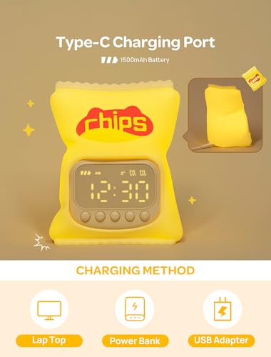 MASHI Chips Alarm Clock with Night Light, ok to Wake Clock for Kids, Cute & Funny Halloween Night Light, Snooze, Toddler Sleep Training Clock, for Kids
