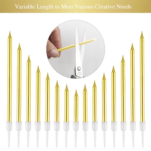 BEAN LIEVE 30-Count Gold Long Thin Metallic Birthday Candles, Cake Candles, Birthday Parties, Wedding Decorations, Party Candles, Cake Decorations