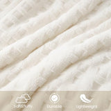Cozy Bliss Ultrasoft Waffle Throw Blanket, Fluffy Cute Plush Blanket for Couch, Bed, Modern Home Accent, Portable for Picnic or Outdoor, Ivory, 50"x60"