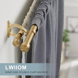 Double Blackout Curtain Rods 36 to 72 Inches (3-6 Feet),1-Inches Front and 5/8 Inches Back Adjustable End Cap Double Window Drapery Rod for Drapes and Curtains,Warm Gold
