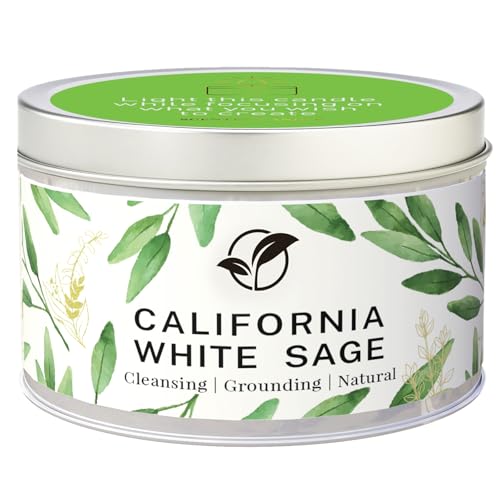 Sage Candles for Cleansing, Pure White Sage Candle 6 OZ- 35 Hour Burn Time, Aromatherapy Candle for Cleansing House Negative Energy Smudge Kit, Spiritual Meditation Housewarming Gifts