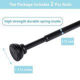 KXLIFE 2 Pack Spring Tension Rod, 1/2-inch Decorative Tension Drapery Rod for Window, Black, (17-26 Inch)