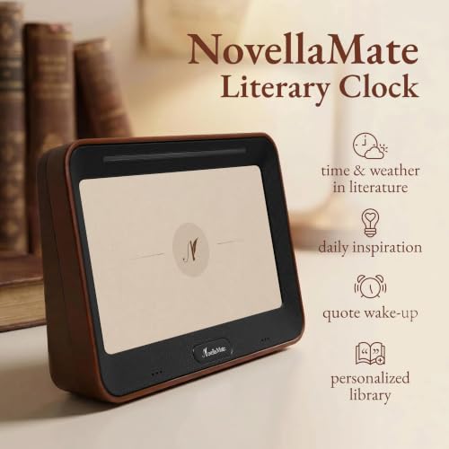 Literary Quote Clock with Time Quotes,Weather Quotes,Inspiration Quotes & Custom Quotes | Gentle Alarm & Night Mode | Personalized Gift for Writers and Book Lovers Classic