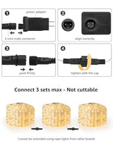 LE 33ft 240 LED Rope Lights Outdoor 24 Volts, 3/8 inch Clear Tube, Upgraded 2700K Warm White, Connectable (Up to 3 Sets), Not Dimmable, Waterproof String Lights for Patio Deck Railing Stair Landscape