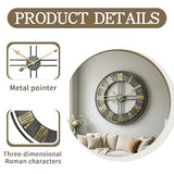 Dankeit Large Wall Clock,20inch Metal Wall Clocks,Quality Quartz Movement Roman Numerals Clock for Living Room Bedroom Kitchen Decor,Silent Oversize Clock Battery Powered