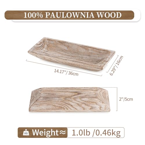 Hanobe Solid Wooden Decorative Bowl for Coffee Table Entryway Decor, White