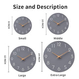 Mosewa Wall Clock 12 Inch Gray Silent Non Ticking Battery Operated Modern Simple Clock Decorative for Kitchen Home Bedroom Bathroom Office Living Room