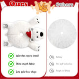 AerWo 48 Inch Christmas Tree Skirt, Faux Fur Polar Bear White Tree Skirt for White Christmas Decorations Indoor Party Holiday Xmas Home Decor