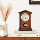 Bulova Dalton Chiming Pendulum Table Clock - Walnut Finish - Gold-Tone Accents