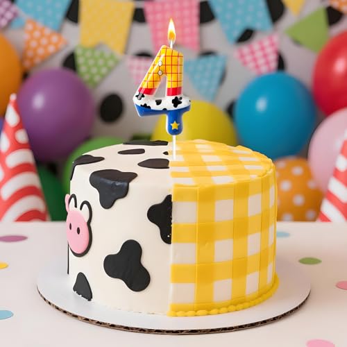 Toys Inspired Game Birthday Number Candles, Cartoon Story Number Candles, Cartoon Cake Decorations, Birthday Decoration Supplies, Suitable for Boys and Girls Party Celebrations (4)
