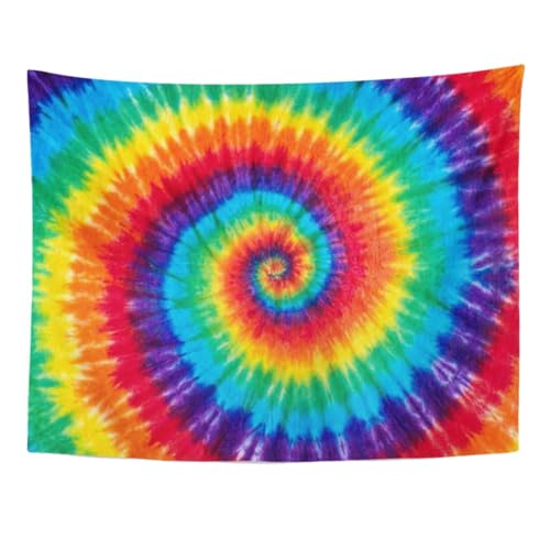 Emvency Tapestry Colorful Rainbow Spiral Tie Dye Pattern Color Dyed Batik Home Decor Wall Hanging for Living Room Bedroom Dorm 60x80 Inches