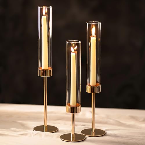 NUPTIO Hurricane Candlestick Holders for Centerpiece, Taper Candle Holders