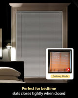 UNISHADES No Drill Cordless Mini Blinds, L-Shaped Slats, 46×48 in, White | Enhanced privacy protection, 1" Vinyl Material, Easy Install