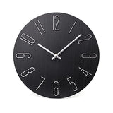 jomparis Black Wall Clock Modern Style Plastic Wooden Wall Clocks Decor 12 Inch Silent Non-Ticking for Office Home Bedroom