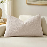 MIULEE Textured Boucle Lumbar Pillow Cover for Bed 14x20 Beige