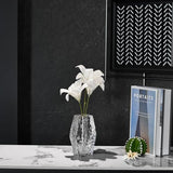 Glacier Series Crystal Vase 6.3-inch High, Modern Crystal Home Office Decor for Living Room Dining Table Centerpieces, Birthday and Wedding