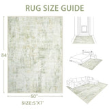 Area Rugs 5x7 Living Room: Washable Rug Modern Abstract Rugs Soft Non Slip Neutral Rug Stain Resistant Indoor Carpet for Bedroom Kitchen Dining Room Nursery Home Office Rugs(Green Brown,5'x7')