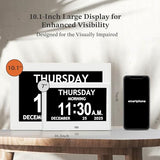 7" Black& 10.1" White Dementia Clock Set (2-Pack) - Large Digital Display with Date/Time, Auto Dimming, 6 Alarms, Remote Control