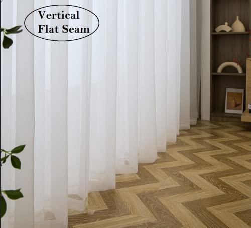 PI White Sheer Curtains 63 Inch Length with Grommet Top,Short Voile Textured Sheer Curtain for Kitchen/Dining Room/Living Room 2 Panels (W42 X L63, Optical White)