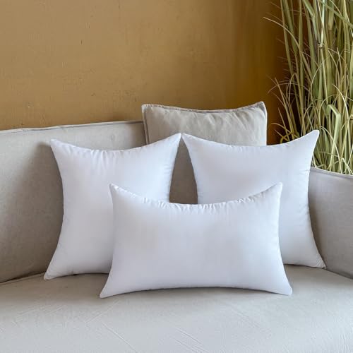 12 x 20 Outdoor Pillow Insert Set of 2 Lumbar Throw Pillow Inserts Waterproof for Couch Porch Outside Patio Furniture Decorative Pillows White Rectangle Sofa Cushion Stuffer