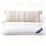 Bundle - 2 Piece 14x36 Lumbar Pillow Set: Boho Tufted Tassel Pillow Cover (Cream Beige) + Premium Memory Foam Throw Pillow Insert (White) for Bed, Couch, Sofa, Modern Farmhouse Decor
