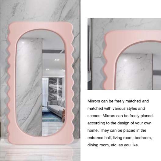 Full Length Mirror, Irregular Clouds Full Body Mirror, Wall Mounted Floor Mirror, Wooden Frame Leaning Hanging Wall Mirror for Bedroom Entrance B-100 * 180cm