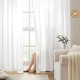 HOMEIDEAS Non-See-Through White Privacy Semi Sheer Curtains 84 Inches Long 2 Panels Set Light Filtering Curtains for Living Room Bedroom Drapes,W52xL84