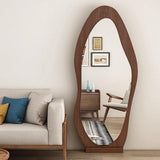 Irregular Full Length Mirror, 63" x 24" Floor or Wall Mounted, Hanging or Leaning Against Wall for Bedroom, Living Room Full Body, Brown
