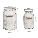 Yoillione Milk Jug, Farmhouse Vase, Decor with Handle - White Metal Vase for Artificial Flowers