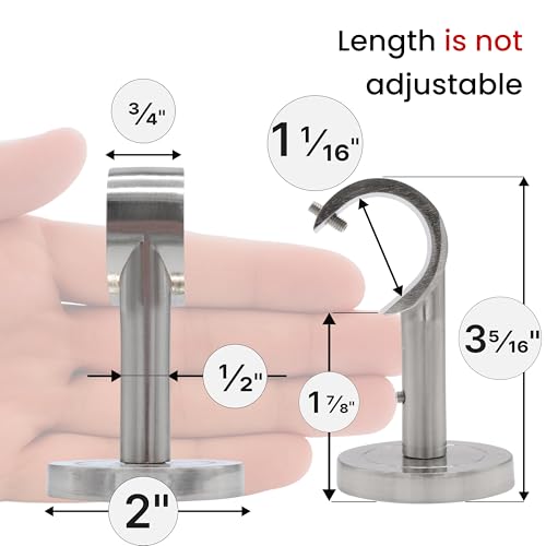 Heavy Duty Curtain Rod Brackets for Wall & Ceiling Installation, 2 Pack Ceiling Mount Curtain Holders, Hardware Bracket Set for 1 Inch Rods, Brushed Nickel