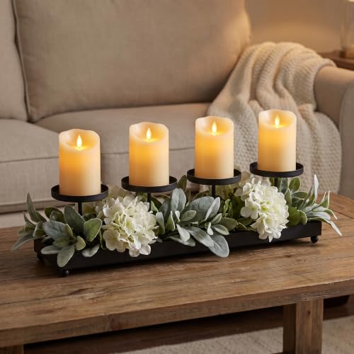 Black Iron 4-Pillar Candelabra – Elegant Tabletop Candle Holder Centerpiece for Weddings, Dining, Parties & Home Decor